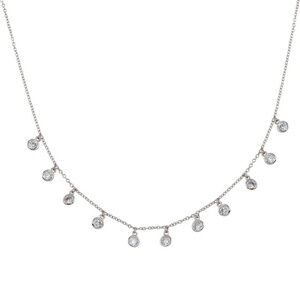 Sterling Silver Dangling CZ Necklace Adjustable